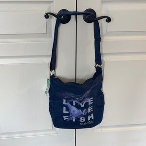 Salt Life Navy Crossbody with Purple Heart Graphic